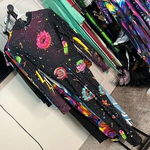 Badinka Catsuit Jumpsuit Bodysuit Rave Wear Candy Space Hooded Skinsuit